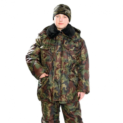 Куртка зимняя детская камуфляжная флора (кадет)