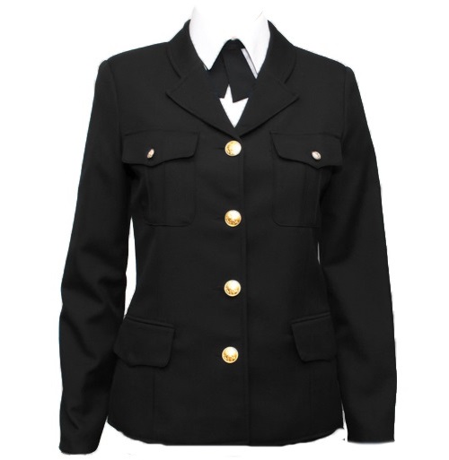 Китель(жакет) кадетский женский черный с карманами